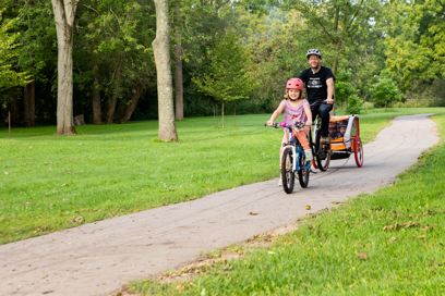 dad and daughter cycling